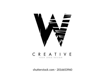 Black Leaf W letter logo design with palm tree leaf detail vector illustration. Creative and elegant icon.