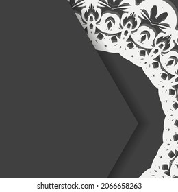 Black leaflet with luxurious white ornamentation is ready for print.