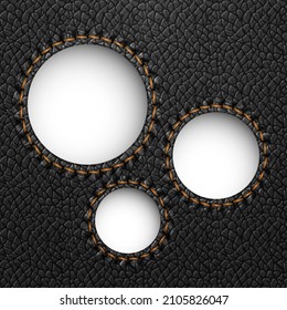Fondo de cuero negro con costura marrón. Ilustración del vector