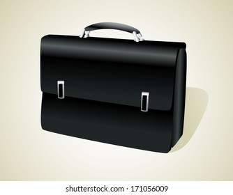Black leather briefcase
