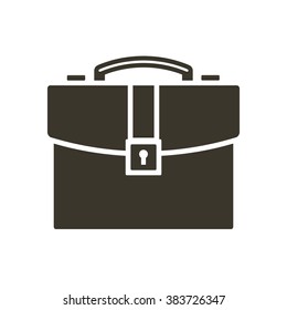 Black leather briefcase isolated on white background.