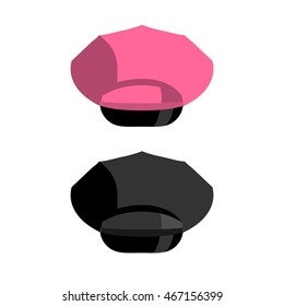 Black leather cap for BDSM. Pink leather cap. Headpiece on gay parade