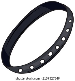 collar de cuero negro, accesorio bdsm, ilustración vectorial, pegatina, dibujo a mano alzada con contorno negro