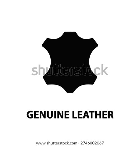 A black leather emblem with a distinctive shape and the text genuine leather in bold font on a clean white background