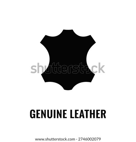 A black leather emblem with a distinctive shape and the text 'GENUINE LEATHER' in bold font on a white background
