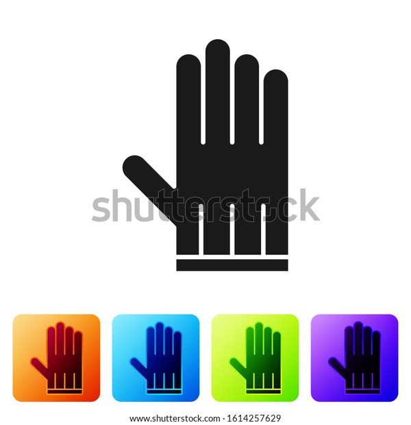 Black Leather glove\
icon isolated on white background. Set icons in color square\
buttons. Vector\
Illustration