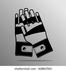 black Leather gloves on a grey background