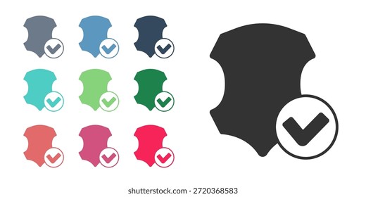 Ícone de couro preto isolado em fundo branco. Defina os ícones com cores. Vetor