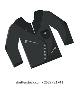 Estilo de desenho animado jaqueta de couro preto. Ilustração vetorial