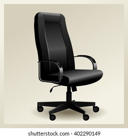 Black leather office armchair vector