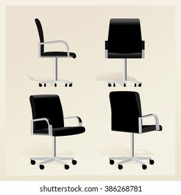 Black Leather Office Chair Vector