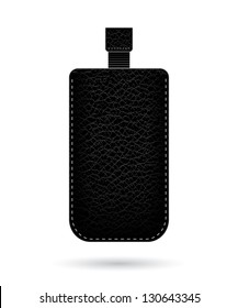 Black leather phone case - vector illustration