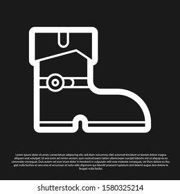 Black Leather pirate boots icon isolated on black background.  Vector Illustration