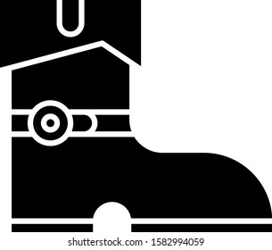 Black Leather pirate boots icon isolated on white background.  Vector Illustration