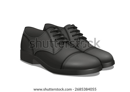 Black leather shoes for men. Elegant dress footwear on white background.