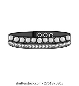 Black leather wristband with silver studs and textured chain, edgy punk rock accessory symbolizing gothic, street and alternative fashion style for youth and rebellious subculture