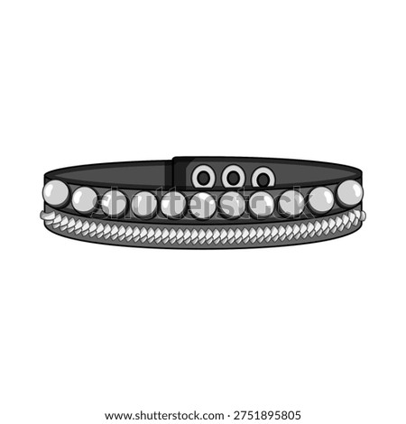 Black leather wristband with silver studs and textured chain, edgy punk rock accessory symbolizing gothic, street and alternative fashion style for youth and rebellious subculture