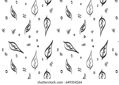 Black leaves and circle modern vector clean simple editable pattern