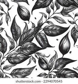 Black leaves pattern highly detalied