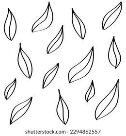 Black leaves seamless background on white background. Vector illustration.