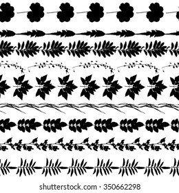 Black leaves seamless border. Vector illustration for your design