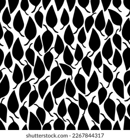Hojas negras. Patrón sin fin. Silueta de ramas con hojas aisladas en fondo blanco. Fondo de estilo minimalista. Diseño para tela, papel pintado, papel impreso