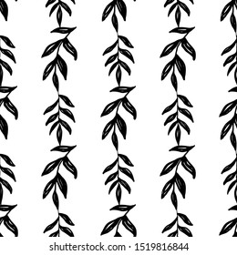 Black leaves seamless pattern. Decorative illustration, good for printing.  
Colorful wallpaper vector. Great for label, print, packaging, fabric.