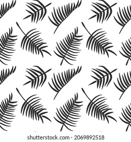 Black leaves seamless pattern isolated vector illustration. Plant background.