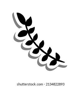 Las hojas negras tienen forma de silueta blanca y sombra gris. Elementos botánicos para la decoración, ilustración vectorial.