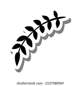 Las hojas negras tienen forma de silueta blanca y sombra gris. Elementos botánicos para la decoración, ilustración vectorial.