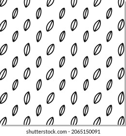 Black leaves simple pattern contour in vintage style on white background. 