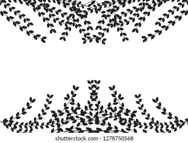 Black Leaves Tree in White Background Isolated Outdoor Plant Silhouette Branch Pattern Shape Art Paper Decoration