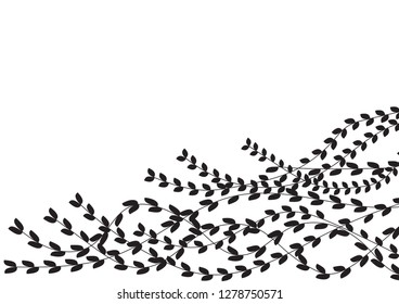 Black Leaves Tree in White Background Isolated Outdoor Plant Silhouette Branch Pattern Shape Art Paper Decoration