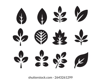 Black leaves of trees and plants. Leaf icon vector. Environment and nature symbol. Illustration eps 10