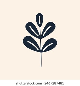 Black Leaves Vector Flat Illustration. Perfect for different cards, textile, web sites, apps 