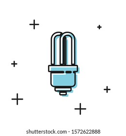 Black LED light bulb icon isolated on white background. Economical LED illuminated lightbulb. Save energy lamp.  Vector Illustration