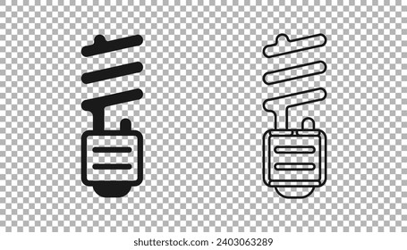 Black LED light bulb icon isolated on transparent background. Economical LED illuminated lightbulb. Save energy lamp.  Vector