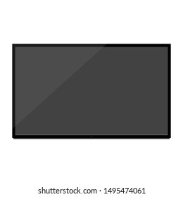black LED TV with flat blank dark screen isolated on white background. vector illustration