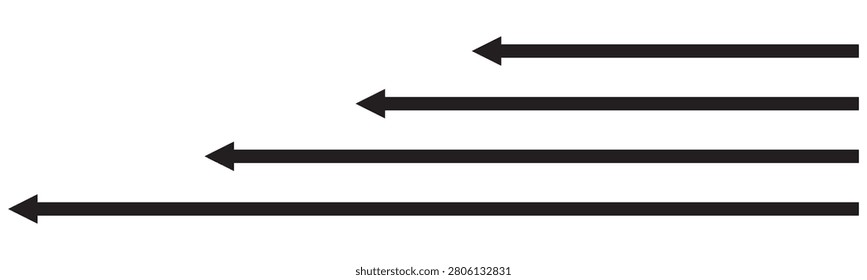Black Left Arrow Icon with Straight Triangular Head Direction Pointer Vector Illustration.