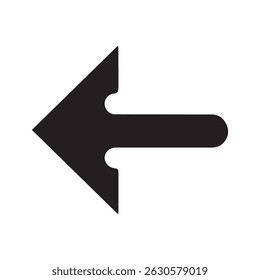 Black Left Arrow Silhouette Flat Vector Icon on White
