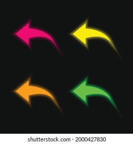 Flechas negras hacia la izquierda cuatro colores brillante icono de vector neonatal