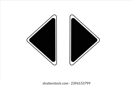 Black left and right arrow sign vector on white background