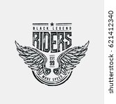Black Legend Riders typographic design for t-shirt print. Global flat colors. Layered vector illustration.