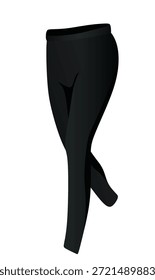 Leggings negros vista lateral. Ilustración vectorial