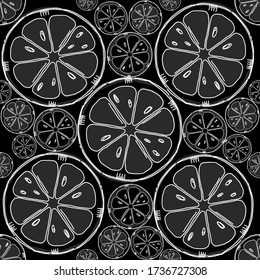 Black lemon hand drawing seamless vector illustration.