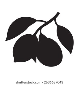 Black lemon vector icon illustration isolated on white background.