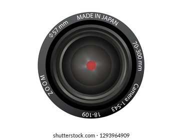 Black lens for camera on white background