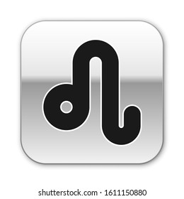 Black Leo zodiac sign icon isolated on white background. Astrological horoscope collection. Silver square button. Vector Illustration
