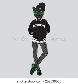 black leopard dressed up in swag urban style