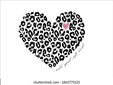 black leopard heart  with love   heart drawing for different apparel and T-shirt margarita decorative fashion style trend quote,stationery,motivational